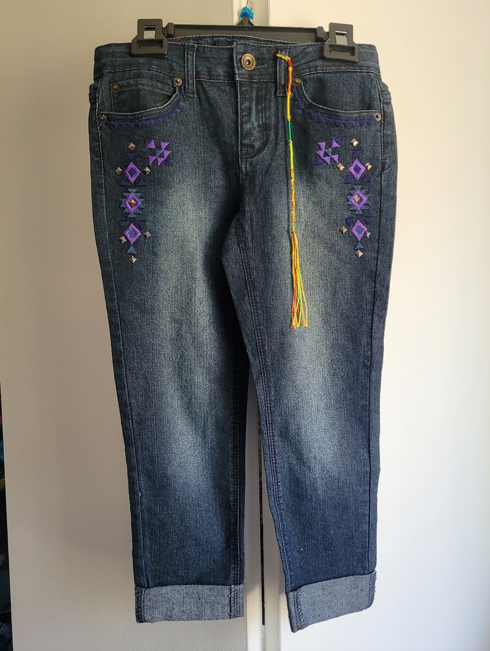 New Size 8 Lucky Brand Capri Jeans Sienna Embroidered